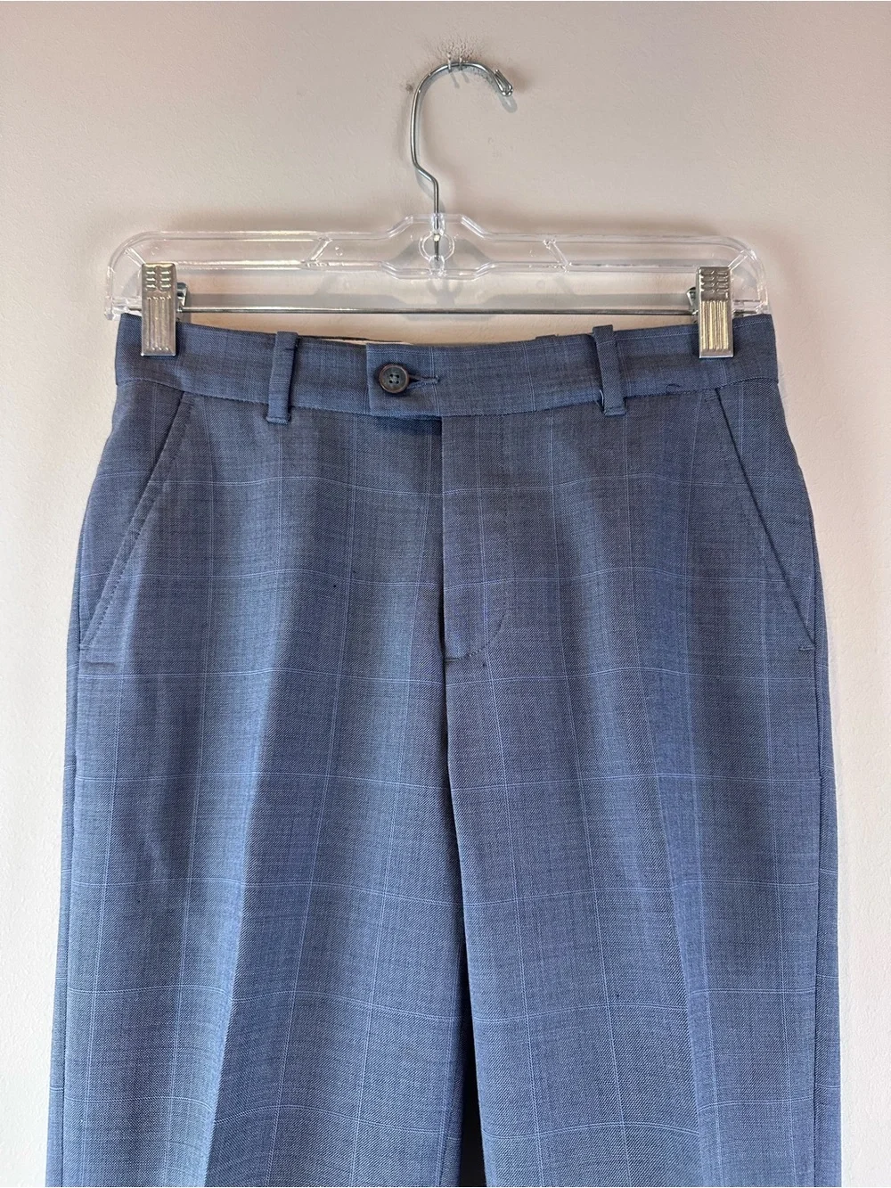 Class Club Boy’s Blue Plaid Wool Blend Suit Pants Size 12